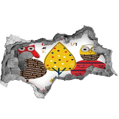 Autocolant gaură 3D Copaci colorați într-o gaură în perete