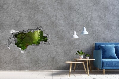 Fototapet un zid spart cu priveliște Pădure verde cu o potecă forestieră