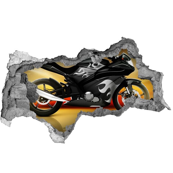 Autocolant 3D gaura cu priveliște Motocicletă în flăcări