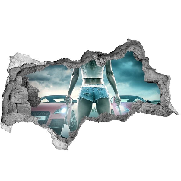 Autocolant 3D gaura cu priveliște Emoții de curse