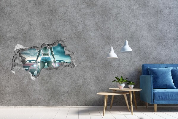 Autocolant 3D gaura cu priveliște Emoții de curse