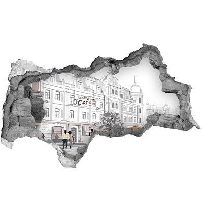 Autocolant 3D gaura cu priveliște Cafenea în stil european