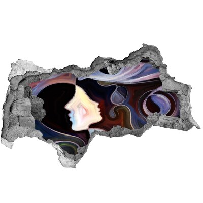 Autocolant gaură 3D Fețe în haosul culorilor