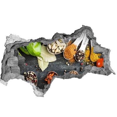 Fototapet 3D gaură în perete Condimente de bucătărie într-o gaură în perete