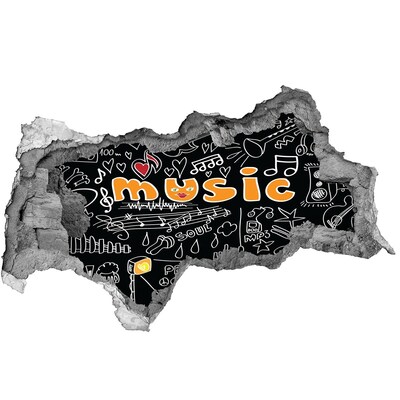 Autocolant 3D gaura cu priveliște Lumea muzicală din spatele zidului