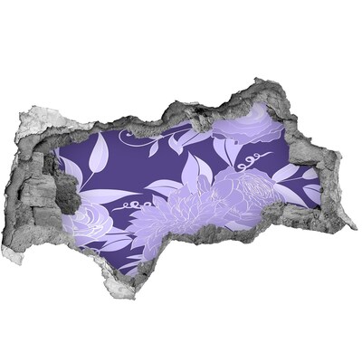 Autocolant 3D gaura cu priveliște Motiv floral pe fundal violet