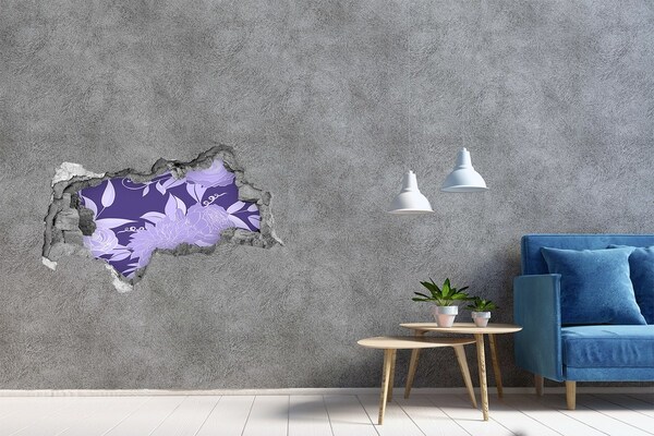 Autocolant 3D gaura cu priveliște Motiv floral pe fundal violet