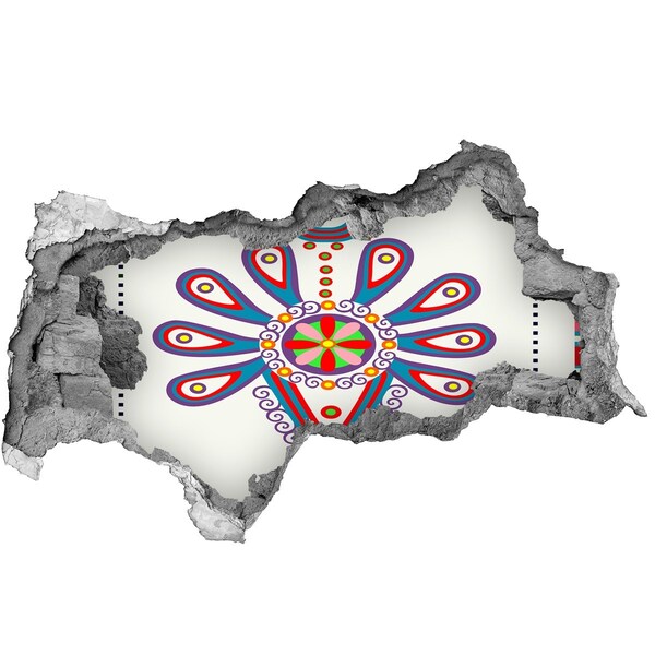 Autocolant de perete gaură 3D Un model colorat pe fundalul unui perete deteriorat