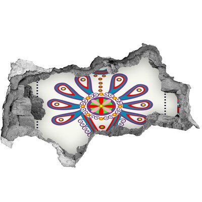 Autocolant de perete gaură 3D Un model colorat pe fundalul unui perete deteriorat