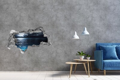 Autocolant 3D gaura cu priveliște Vedere nocturnă a mării