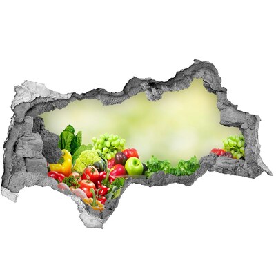 Autocolant gaură 3D Fructe și legume în grădină