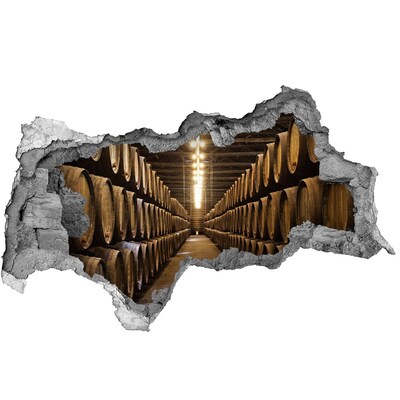 Autocolant de perete gaură 3D Interiorul unei crame cu butoaie