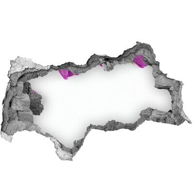 Fototapet un zid spart cu priveliște Flori care se scurg prin perete