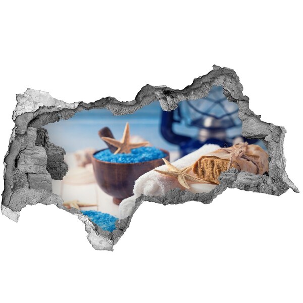 Autocolant de perete gaură 3D Relaxați-vă la spa-ul de pe malul mării