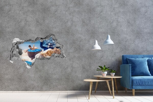 Autocolant de perete gaură 3D Relaxați-vă la spa-ul de pe malul mării