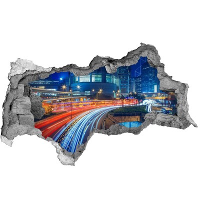 Fototapet un zid spart cu priveliște Oraș modern noaptea