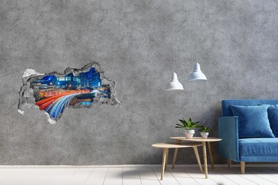 Fototapet un zid spart cu priveliște Oraș modern noaptea