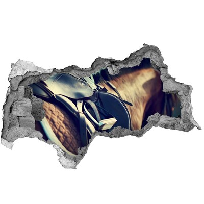 Fototapet 3D gaură în perete Un cal împușcat din spatele unui zid