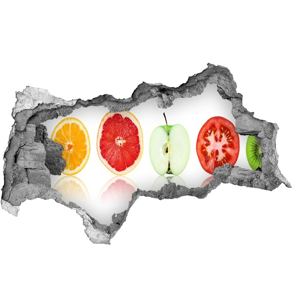 Autocolant un zid spart cu priveliște Iluzie de fructe în beton