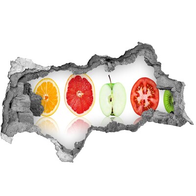 Autocolant un zid spart cu priveliște Iluzie de fructe în beton