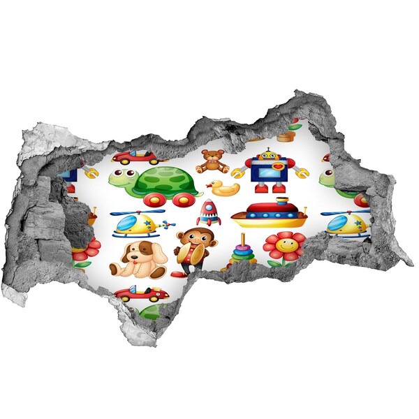 Autocolant 3D gaura cu priveliște Jucării într-o lume colorată