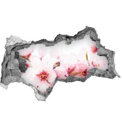 Autocolant de perete gaură 3D Flori de cireș cu o albină