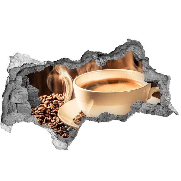 Autocolant de perete gaură 3D Cafea într-o gaură de piatră