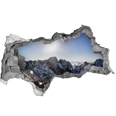 Fototapet 3D gaură în perete Peisaj montan cu raze de soare