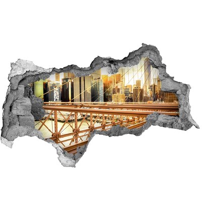 Autocolant un zid spart cu priveliște Podul Brooklyn la apus