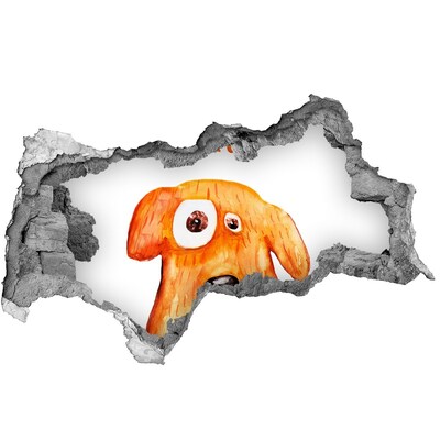 Autocolant gaură 3D Câine într-o gaură în perete