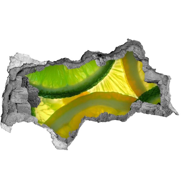 Fototapet 3D gaură în perete Lime si lamaie