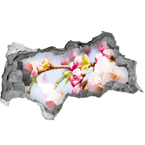 Autocolant un zid spart cu priveliște Flori de cireș în primăvară