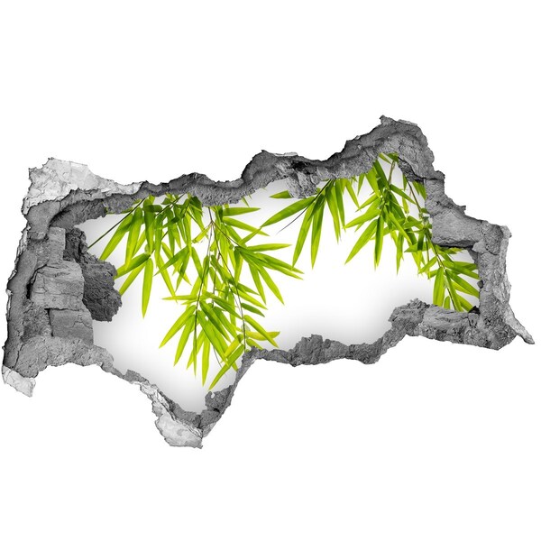 Autocolant gaură 3D Bambus verde printr-o gaură în perete