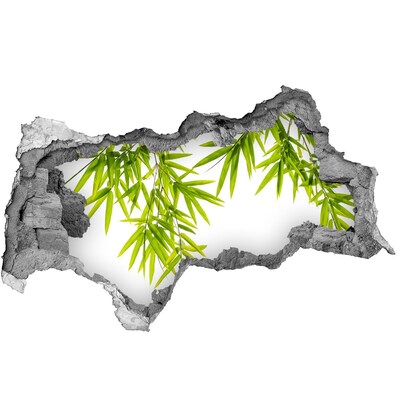 Autocolant gaură 3D Bambus verde printr-o gaură în perete