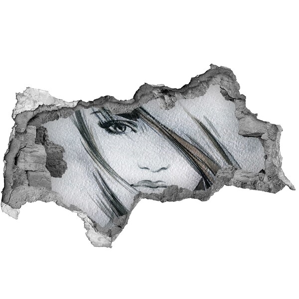 Autocolant 3D gaura cu priveliște Portret într-un zid în ruine