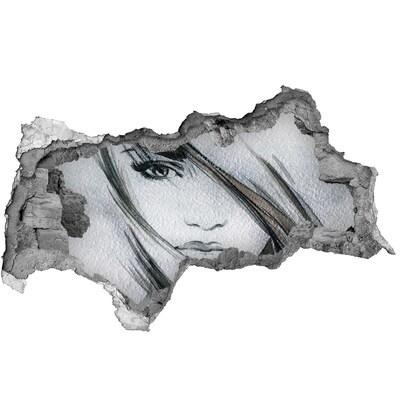 Autocolant 3D gaura cu priveliște Portret într-un zid în ruine