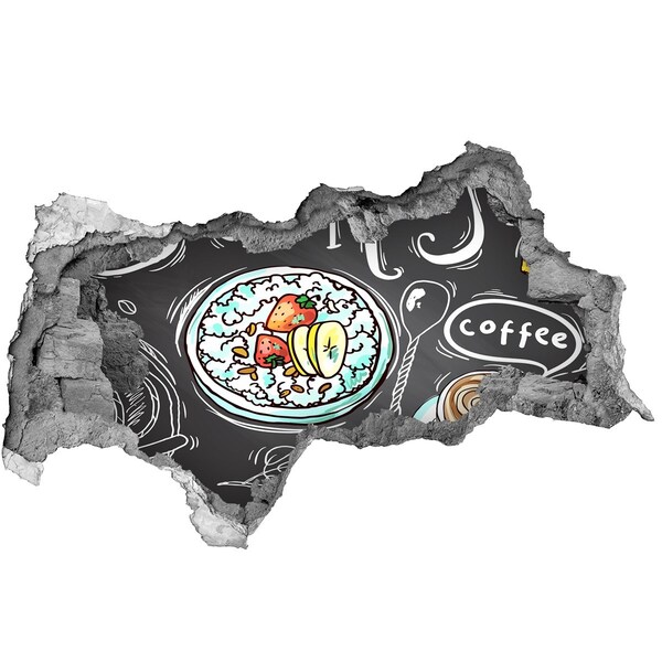 Fototapet 3D gaură în perete Mic dejun retro