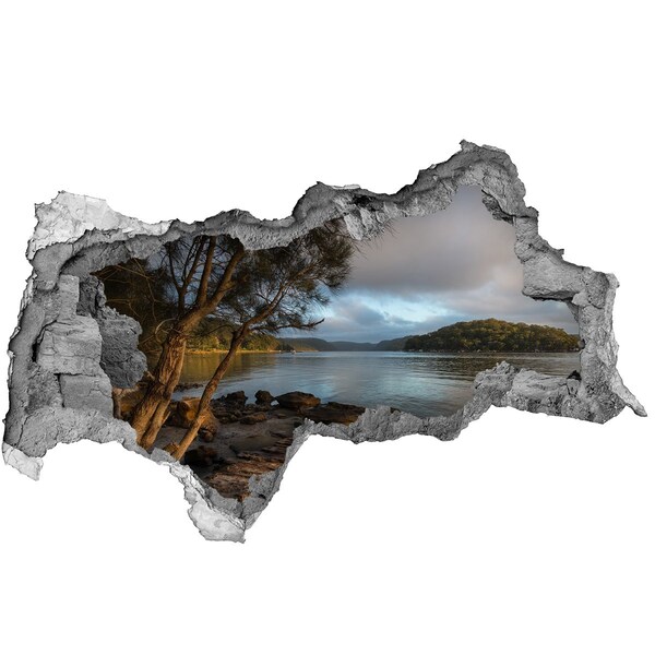 Autocolant de perete gaură 3D Pace lângă apă