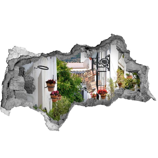 Autocolant gaură 3D O stradă fermecătoare într-un sat alb