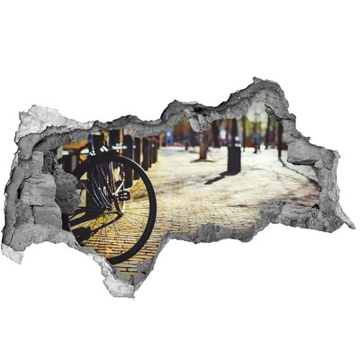 Autocolant gaură 3D Farmecul străzii cu bicicleta