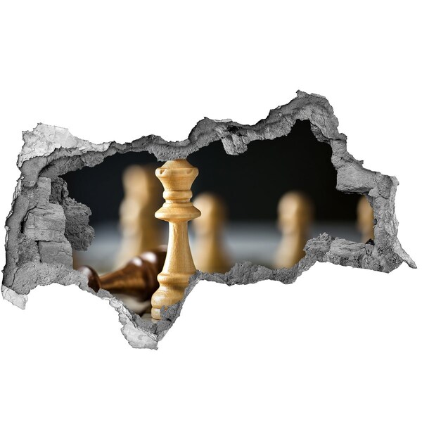 Fototapet 3D gaură în perete Jucând șah printr-o gaură în perete