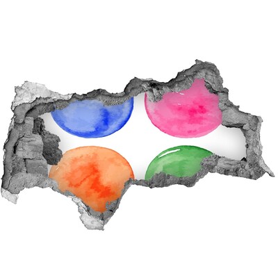 Autocolant 3D gaura cu priveliște Bile colorate într-o gaură din perete