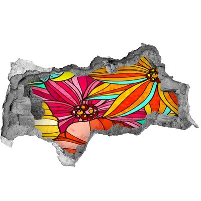 Autocolant un zid spart cu priveliște O explozie florală de culoare
