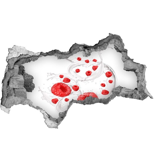 Autocolant gaură 3D Explozie de zmeură în lapte