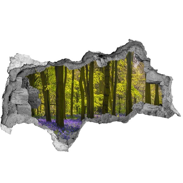 Autocolant un zid spart cu priveliște Poiana pădurii primăvara