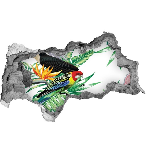 Autocolant gaură 3D păsări tropicale