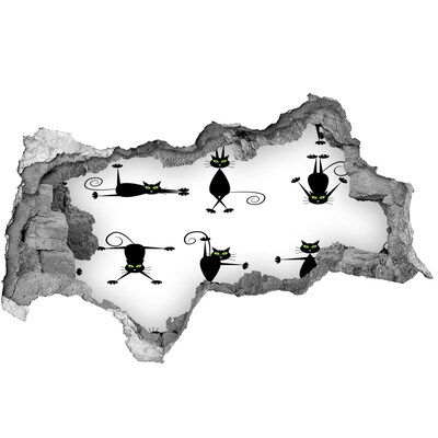 Autocolant autoadeziv gaură Pisici negre pe fundal alb