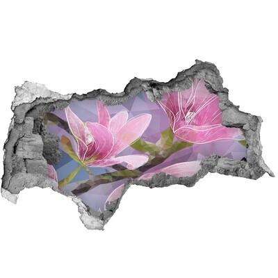 Fototapet un zid spart cu priveliște magnolie roz