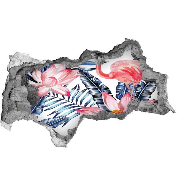 Fototapet un zid spart cu priveliște Paradis tropical cu flamingi