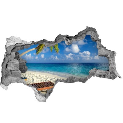 Fototapet 3D gaură în perete plaja tropicala